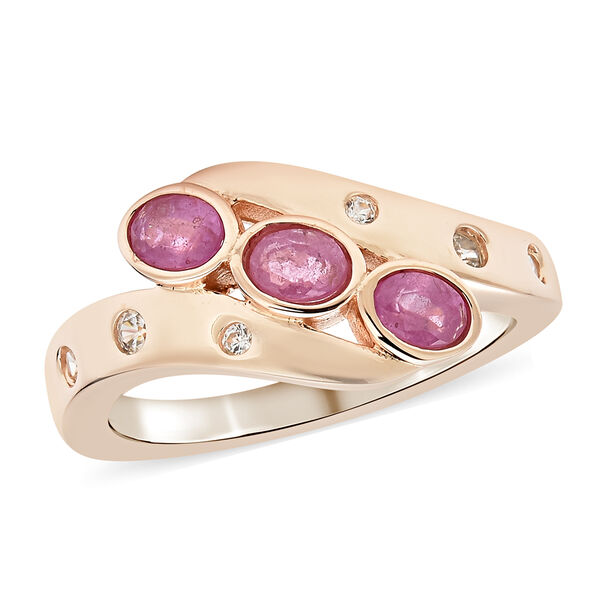 Ilakaka Rosa Saphir (Fissure gef&uuml;llt) und Zirkon Bypass-Ring, 925 Silber ros&eacute;vergoldet image number 4