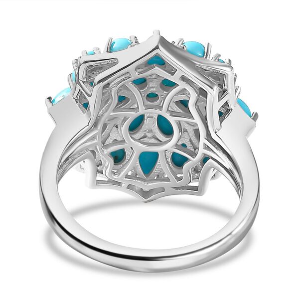 AA Amerikanischer nat&uuml;rlicher Sleeping Beauty T&uuml;rkis Ring 925 Silber rhodiniert (Gr&ouml;&szlig;e 20.00) ca. 3.24 ct image number 6