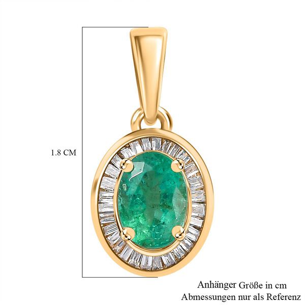 AAAA Kagem sambischer Smaragd, Weißer Diamant Anhänger in 585 Gold - 0,89 ct. image number 5