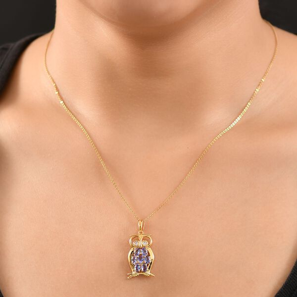 D joy Tansanit, Moissanit Anhänger 925 Silber 750 Gelb Vergoldet ca. 1.17 ct image number 2