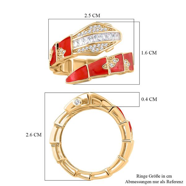 Wei&szlig;er Zirkonia Ring, Nickelfreies Messing emailliert (Gr&ouml;&szlig;e 16.00) Rot image number 6