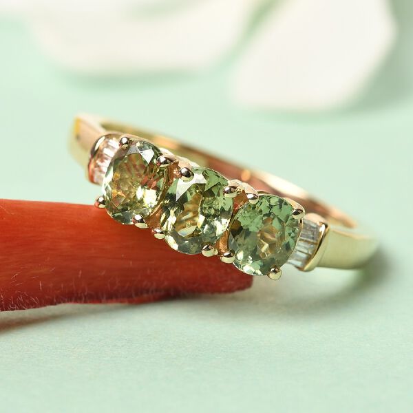 AA Demantoid Granat und Diamant Ring 375 Gelbgold image number 2