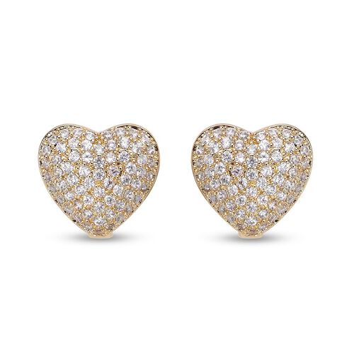 Simulierte Diamant-Herz-Ohrstecker in Goldton, 1,00 ct. image number 0