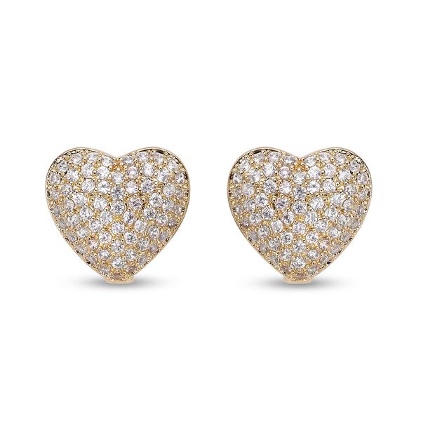 Simulierte Diamant-Herz-Ohrstecker in Goldton, 1,00 ct. image number 0