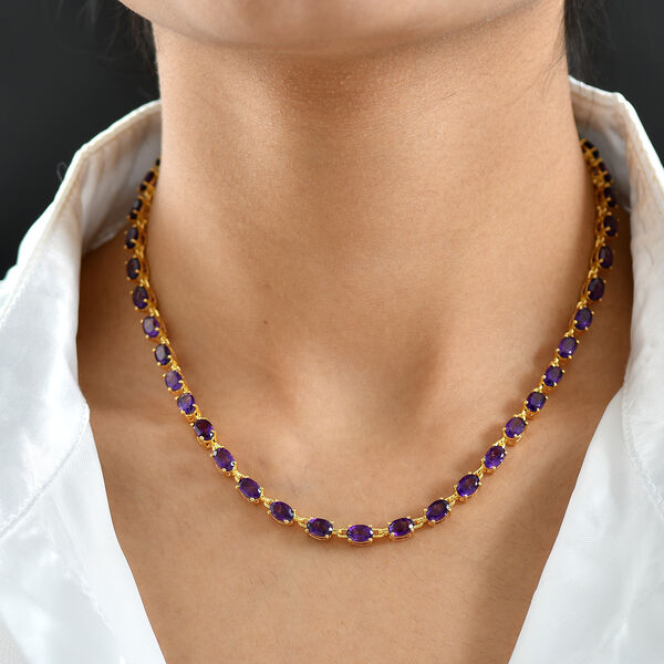 EVER TRUE Afrikanischer Amethyst Halskette ca. 45 cm Nickelfreies Messing ca. 23.52 ct image number 2