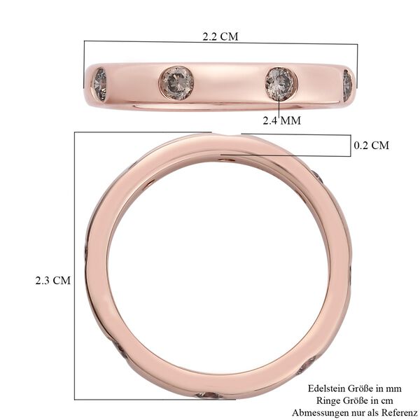 Nat&uuml;rlicher Champagner Diamant Band Ring 925 Silber Rose Gold Vermeil image number 5