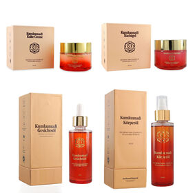 4er-Set SQIN Botanicals Kumkumadi Kollektion: K&ouml;rper&ouml;l (100ml), Gesichts&ouml;l (50ml), Cold Cream (100ml), und Nachtgel (100ml)