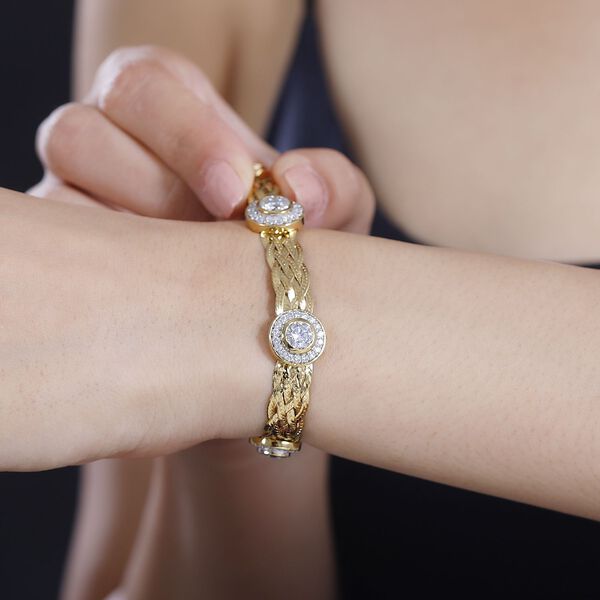 Designer-inspirierter Moissanit Armband ca. 19 cm 925 Silber 750 Gelbgold Vermeil ca. 6.87 ct image number 3