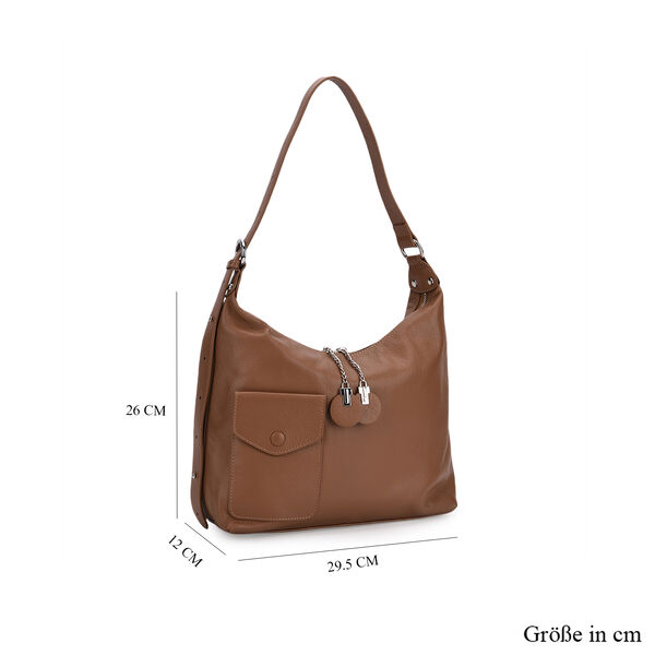 Crossbody Tasche aus echtem Leder, 29,5×12×26 cm, Braun image number 6
