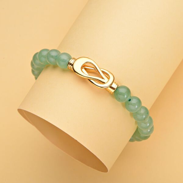 Gr&uuml;nes Aventurin Armband, ca. 20 cm, Edelstahl goldfarben ca. 112.50 ct image number 2