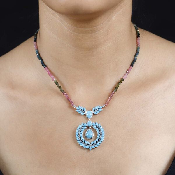 AA Sleeping Beauty Türkis und mehrfarbige Turmalin-Halskette 45 cm - 33,89 ct. image number 3