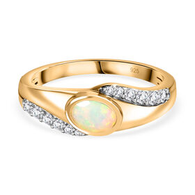 Natürlicher, äthiopischer Welo Opal und Zirkon-Ring - 0,56 ct.