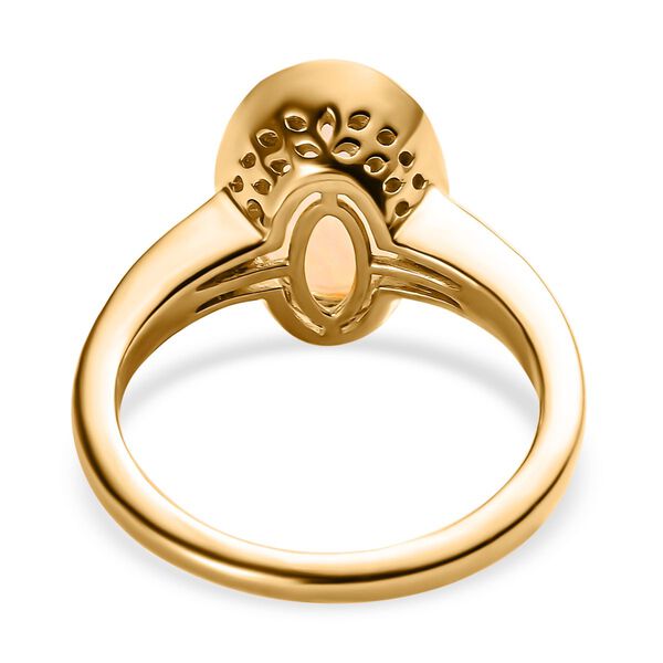 Nat&uuml;rlicher, &auml;thiopischer Welo Opal und wei&szlig;er Diamant Ring, 925 Silber Gelbgold Vermeil (Gr&ouml;&szlig;e 17.00) ca. 2,15 ct image number 5