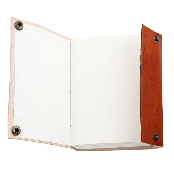 Kreuzgepr&auml;gtes Leder Notizbuch und 1 Holzstift, braun image number 9