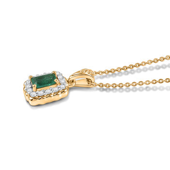 D'Joy AAA Kagem sambischer Smaragd und Moissanit Anh&auml;nger mit 50cm Kette - 0,76 ct.
