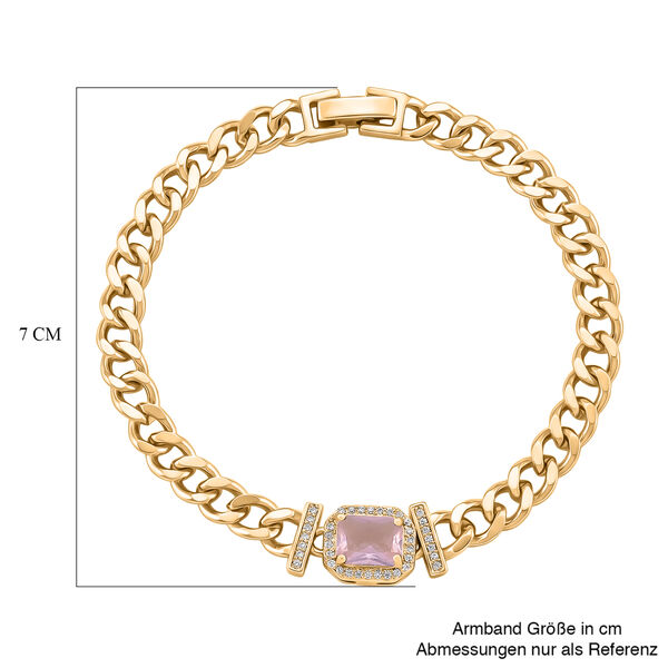 Rosa Zirkonia, Wei&szlig;er Zirkonia Armband ca. 19 cm Nickelfreies Messing vergoldet image number 5