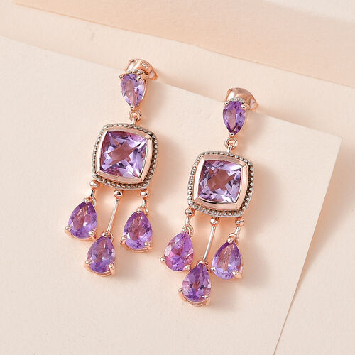 AA Rose De France Amethyst Ohrringe, 925 Silber rosévergoldet ca. 9.19 ct image number 1