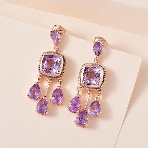 AA Rose De France Amethyst Ohrringe, 925 Silber ros&eacute;vergoldet ca. 9.19 ct image number 1