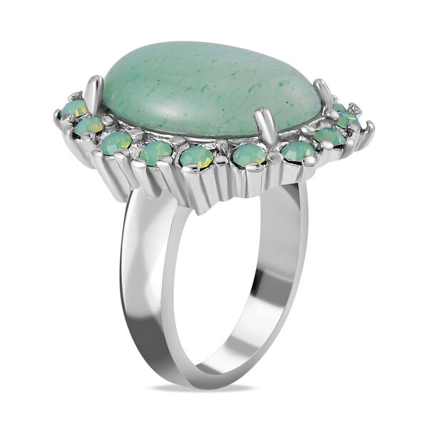 Gr&uuml;ner Aventurin und neongr&uuml;ner Kristall Ring, ca. 5,00 ct. image number 5