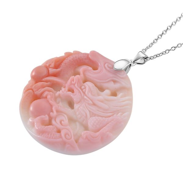 D'Joy Nat&uuml;rlicher Rosa K&ouml;nigsmuschel Perle Schmuckset ca. 50 cm 925 Silber rhodiniert image number 4