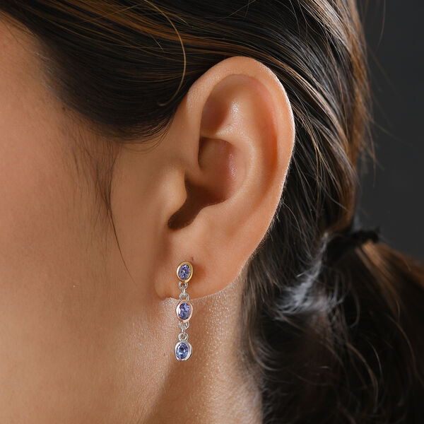 Tansanit-Ohrh&auml;nger, 925 Silber dreifarbige Beschichtung ca. 1,07 ct&nbsp; image number 3