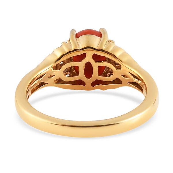 Korallen- und Zirkon-Ring, 925 Silber vergoldet  ca. 1,33 ct image number 5