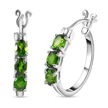 Nat&uuml;rliche Chromdiopsid-Creolen - 1,11 ct.