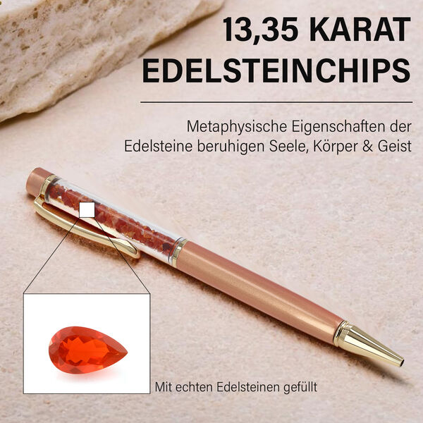 Premium Kollektion - Echter Feueropal-Kugelschreiber mit Extra-Mine image number 3