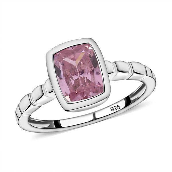Rosa Zirkonia-Solitär-Ring in Silber, 2,46 ct. image number 4