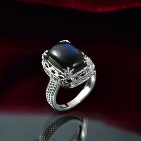 D'Joy AAA Labradorit Ring 925 Silber rhodiniert (Größe 17.00) ca. 7,38 ct