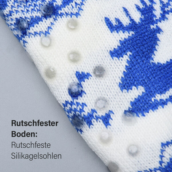 Dicke Socken mit Elchmuster, Blau und wei&szlig; image number 5