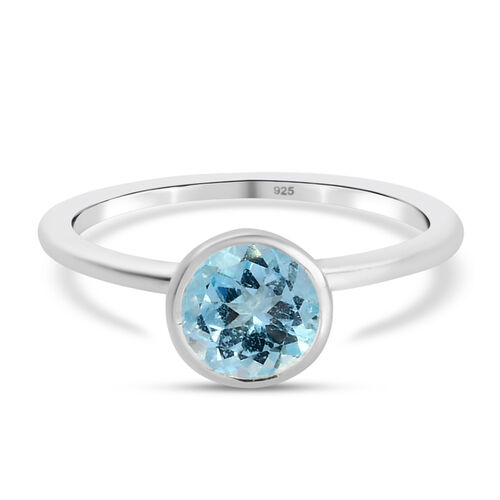 Himmelblauer Topas Solitär Ring 925 Silber  ca. 0,99 ct image number 0