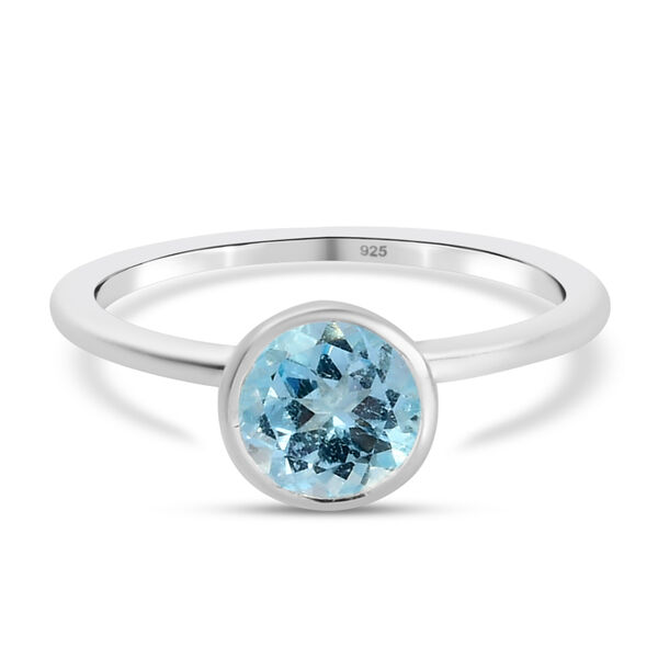 Himmelblauer Topas Solit&auml;r Ring 925 Silber  ca. 0,99 ct