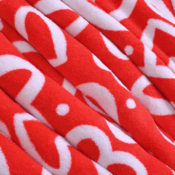 Flauschiger Flanell Hoodie mit großer Tasche, rotes Herzmuster image number 8