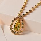 Ouro Verde-Quarz, Mehrfarbige-Turmalin Halskette, ca. 45 cm 925 Silber vergoldet ca. 10.41 ct image number 1