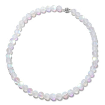 Wei&szlig;e Mystic-Glas Halskette, ca. 50 cm lang, mit Magnetschloss