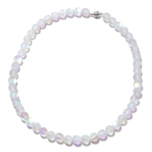 Wei&szlig;e Mystic-Glas Halskette, ca. 50 cm lang, mit Magnetschloss