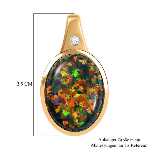 Labor schwarzer Opal und Zirkon-Anh&auml;nger - 3,73 ct. image number 6