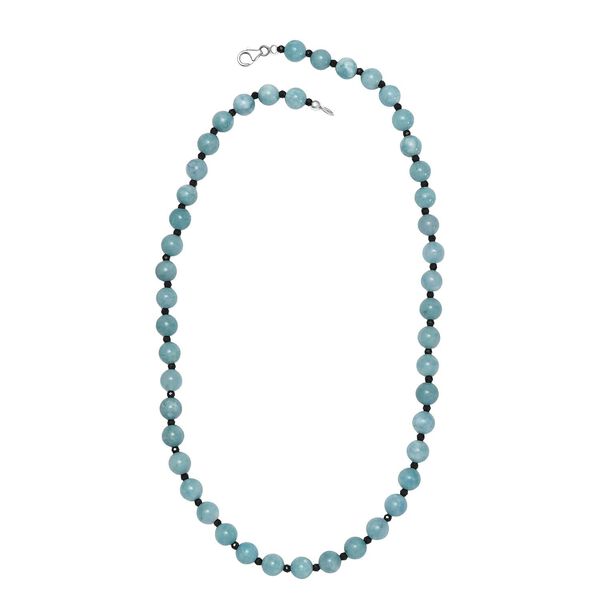 Nat&uuml;rliche milchige Aquamarin und schwarze Spinell-Halskette, 50cm - 190 ct. image number 3