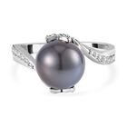 Tahiti Perle, Moissanit Ring 925 Silber rhodiniert (Größe 16.00) ca. 0.32 ct