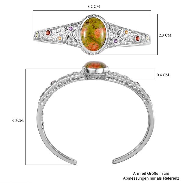 Unakite, mehrfarbiger Edelstein in Frühlingsfarben Armreif ca. 19 cm Messing  ca. 18.57 ct image number 6