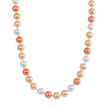 Goldene, wei&szlig;e und orangene Muschelkernperlen-Halskette, 50cm