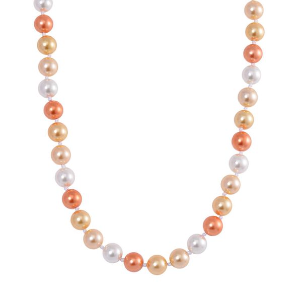 Goldene, wei&szlig;e und orangene Muschelkernperlen-Halskette, 50cm