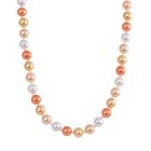 Gold, Orange und weiße Muschelkernperle Halskette, Größe ca. 50 cm, Reiner Edelstahl Magnetverschluss