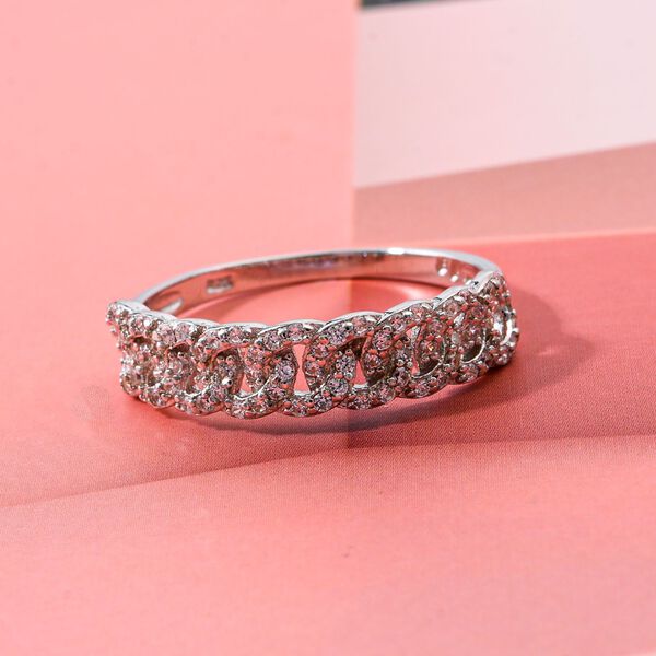 Lustro Stella weißer Zirkonia Ring im Kettenstil image number 1