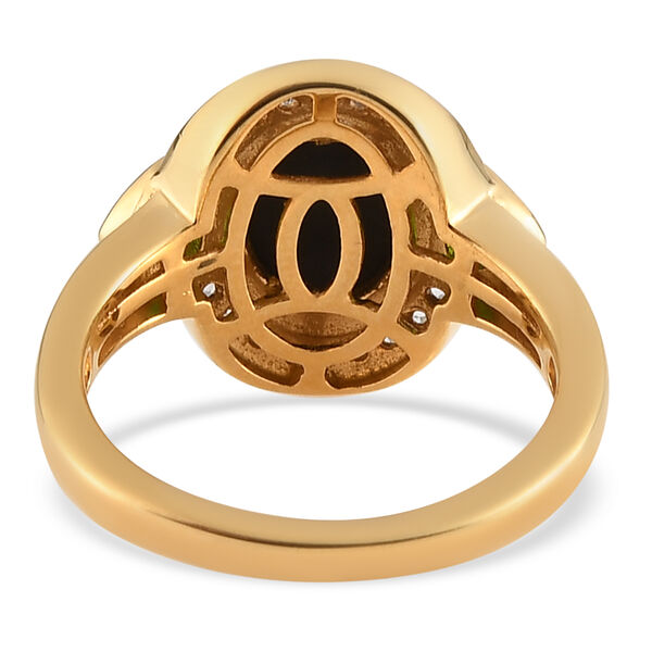 Ammolit und Nat&uuml;rlicher Chromdiopsid Ring 925 Silber vergoldet  ca. 2,03 ct image number 6