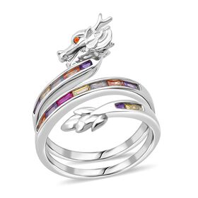 LUSTRO STELLA -  Mehrfarbiger Zirkonia, Grüner Zirkonia Ring 925 Silber rhodiniert (Größe 21.00) 1.26 ct