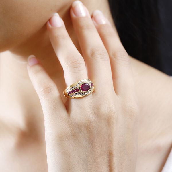Afrikanischer Rubin und Zirkon-Ring - 3 ct. image number 3