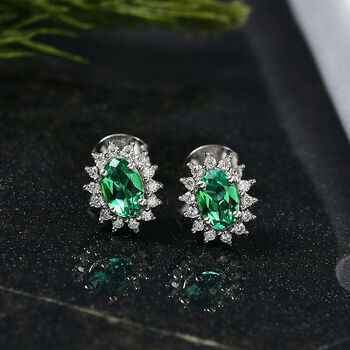 LUXURIANT AAA Labor kolumbianische Smaragd und Moissanit Ohrringe - 1 ct.