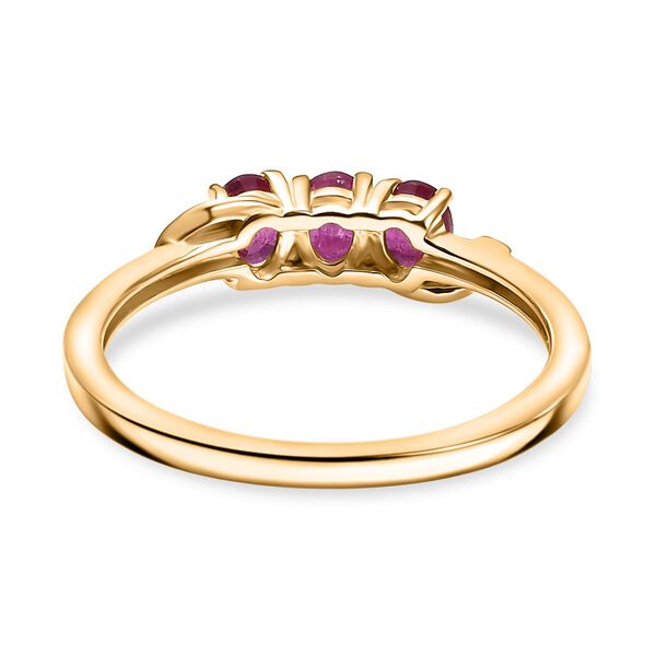 AA Afrikanischer Rubin (Fissure gefüllt) Ring 925 Silber 750 Gelb Vergoldet (Größe 18.00) ca. 0,76 ct image number 5